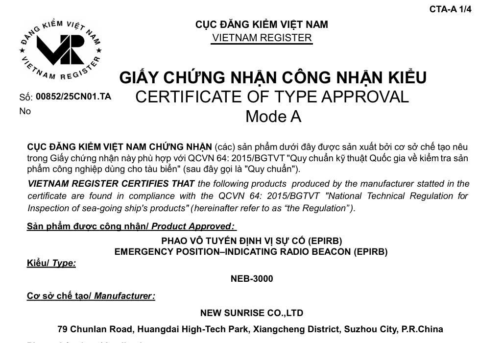 Chứng chỉ Đăng kiểm VR